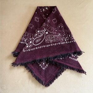 Kujten Cashmere Burgundy Bandana Scarf